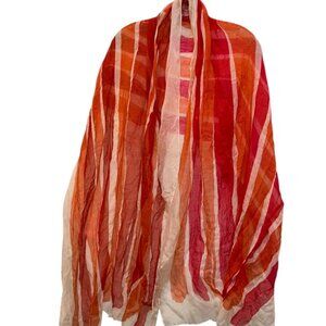 Club Monaco oranges desert sunset stripe semi sheer scarf shawl wrap